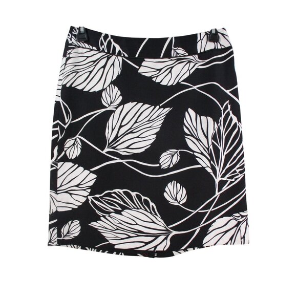 Ann Taylor Loft Womens Black & White Floral Print Skirt Size 8 - Picture 1 of 9